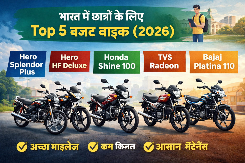 भारत में छात्रों के लिए Top 5 बजट बाइक (2026)